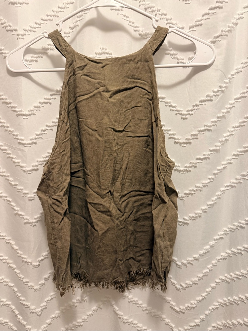 Altar'd State Olive Frayed-Hem High Neck Tank